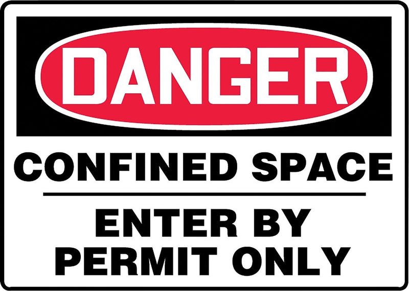 Accuform Safety Sign, DANGER CONFINED SPACE - ENTER BY PERMIT ONLY, 10" x 14", Plastic (MCSP001VP)