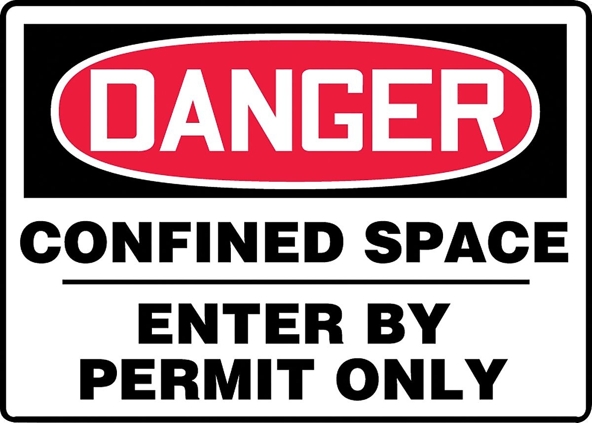 Accuform Safety Sign, DANGER CONFINED SPACE - ENTER BY PERMIT ONLY, 7" x 10", Aluminum (MCSP130VA)