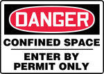 Accuform Safety Sign, DANGER CONFINED SPACE - ENTER BY PERMIT ONLY, 7" x 10", Aluminum (MCSP130VA)