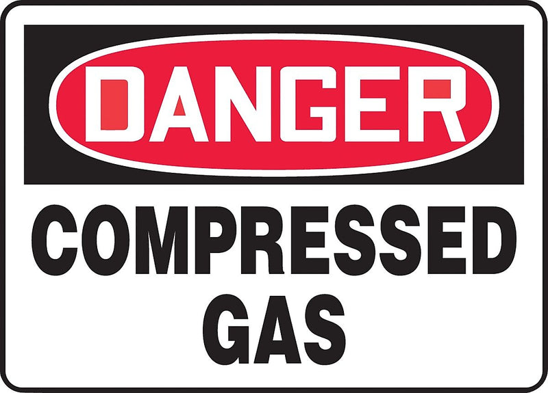 Accuform Safety Sign, DANGER COMPRESSED GAS, 10" x 14", Aluminum (MCPG104VA)