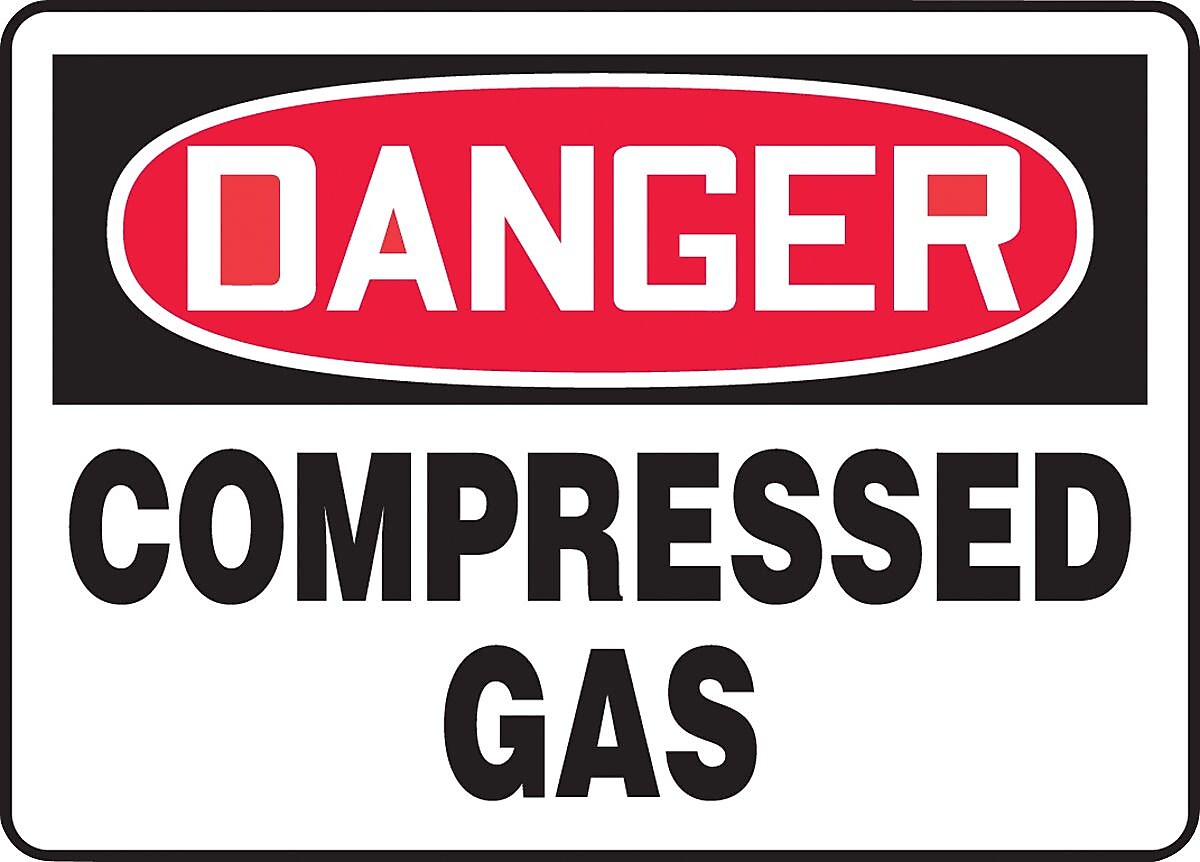 ACCUFORM SIGNS® Safety Sign, DANGER COMPRESSED GAS, 7" x 10", Plastic, Each