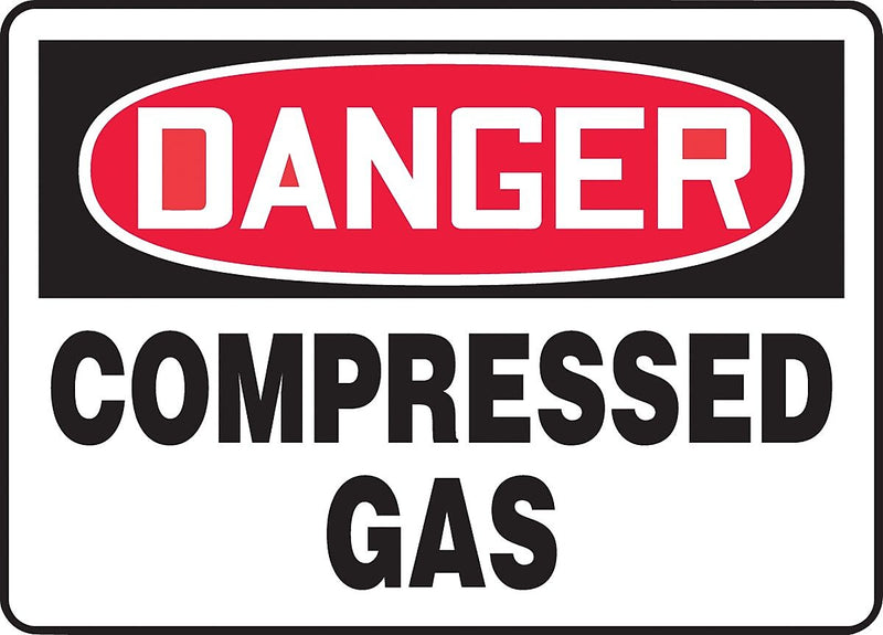 ACCUFORM SIGNS® Safety Sign, DANGER COMPRESSED GAS, 7" x 10", Plastic, Each