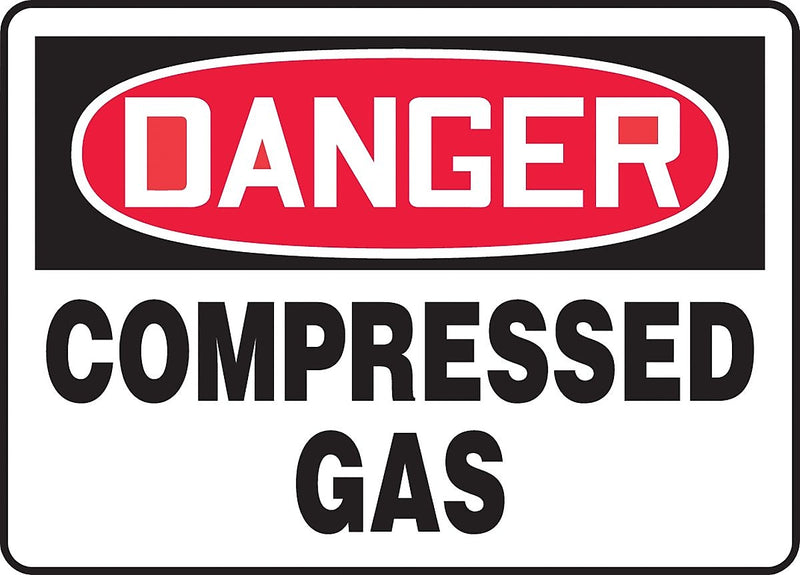 ACCUFORM SIGNS® Safety Sign, DANGER COMPRESSED GAS, 7" x 10", Aluminum, Each