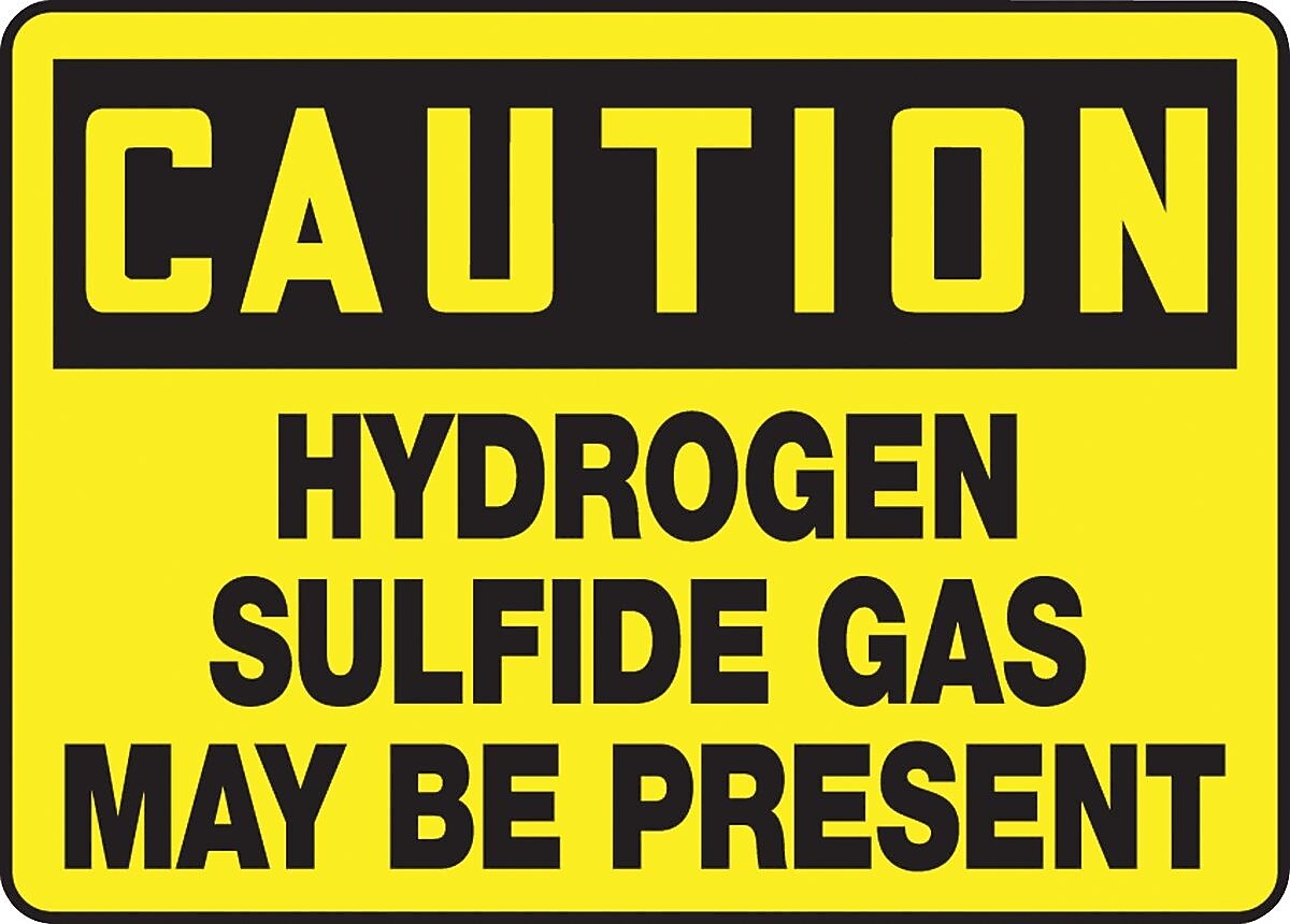 ACCUFORM SIGNS® Safety Sign, CAUTION HYDROGEN SULFIDE GAS MAY BE PRESENT, 7" x 10", Plastic, Each