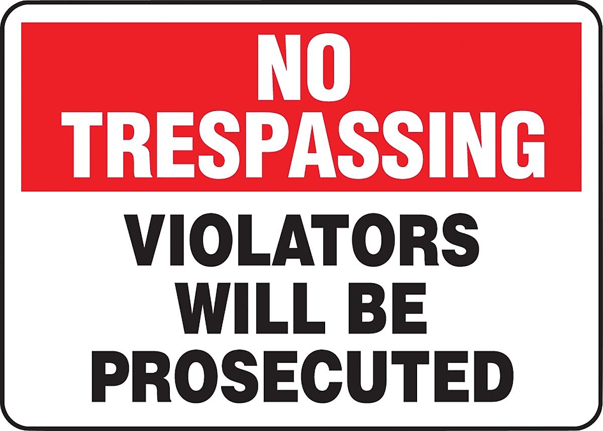 Accuform Safety Sign, NO TRESPASSING VIOLATORS WILL BE PROSECUTED, 7" x 10", Plastic (MATR901VP)