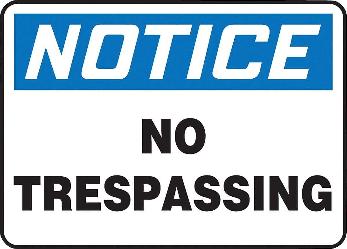 Accuform Safety Sign, NOTICE NO TRESPASSING, 7" x 10", Aluminum (MATR802VA)