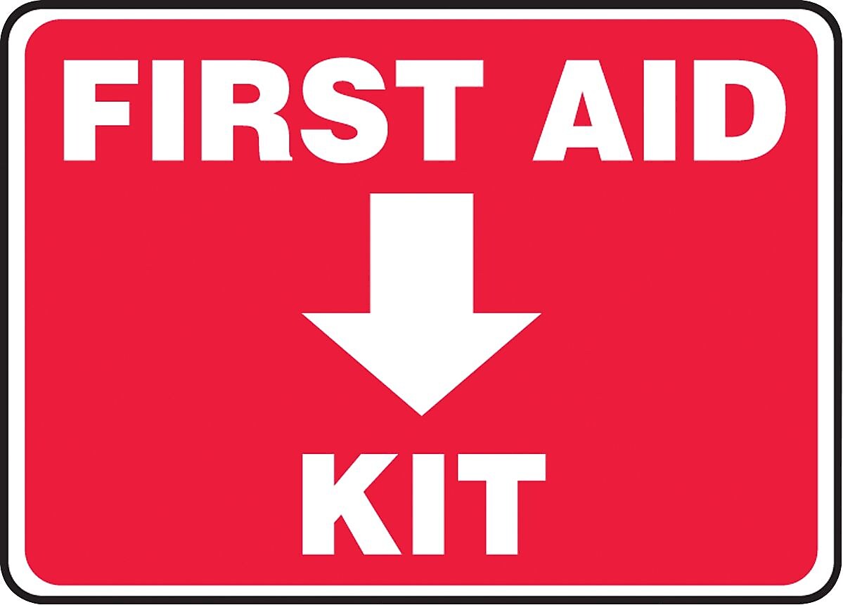 Accuform Signs® Safety Sign, First Aid Kit, 10" X 14", Adhesive Vinyl, Ea