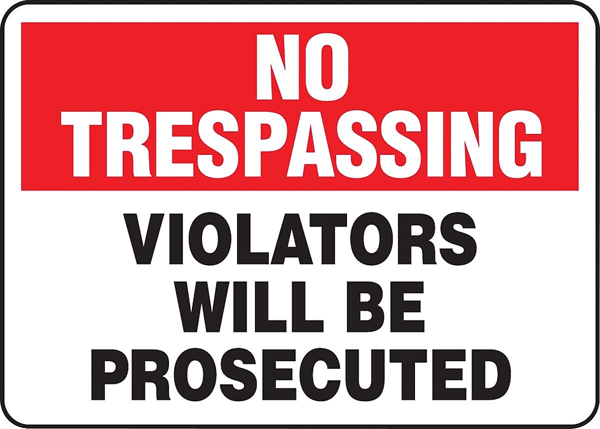 Accuform Safety Sign, No Trespassing, 10" X 14", Adhesive Vinyl (MATR900VS)