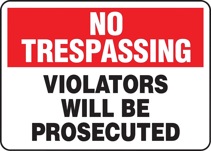 Accuform Safety Sign, No Trespassing, 10" X 14", Adhesive Vinyl (MATR900VS)