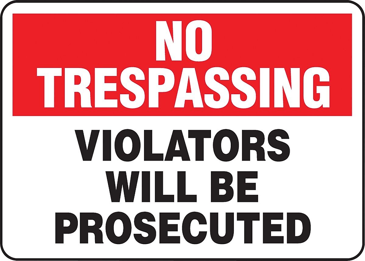 Accuform Safety Sign, No Trespassing, 7" X 10", Adhesive Vinyl (MATR901VS)