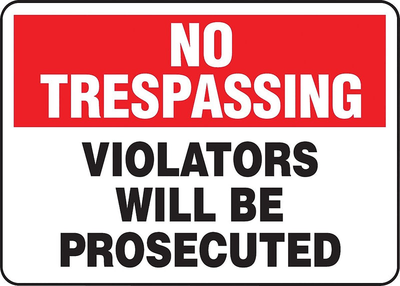 Accuform Safety Sign, No Trespassing, 7" X 10", Adhesive Vinyl (MATR901VS)