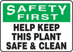 Accuform Safety Sign, Safety First, 10" X 14", Adhesive Vinyl (MHSK950VS)
