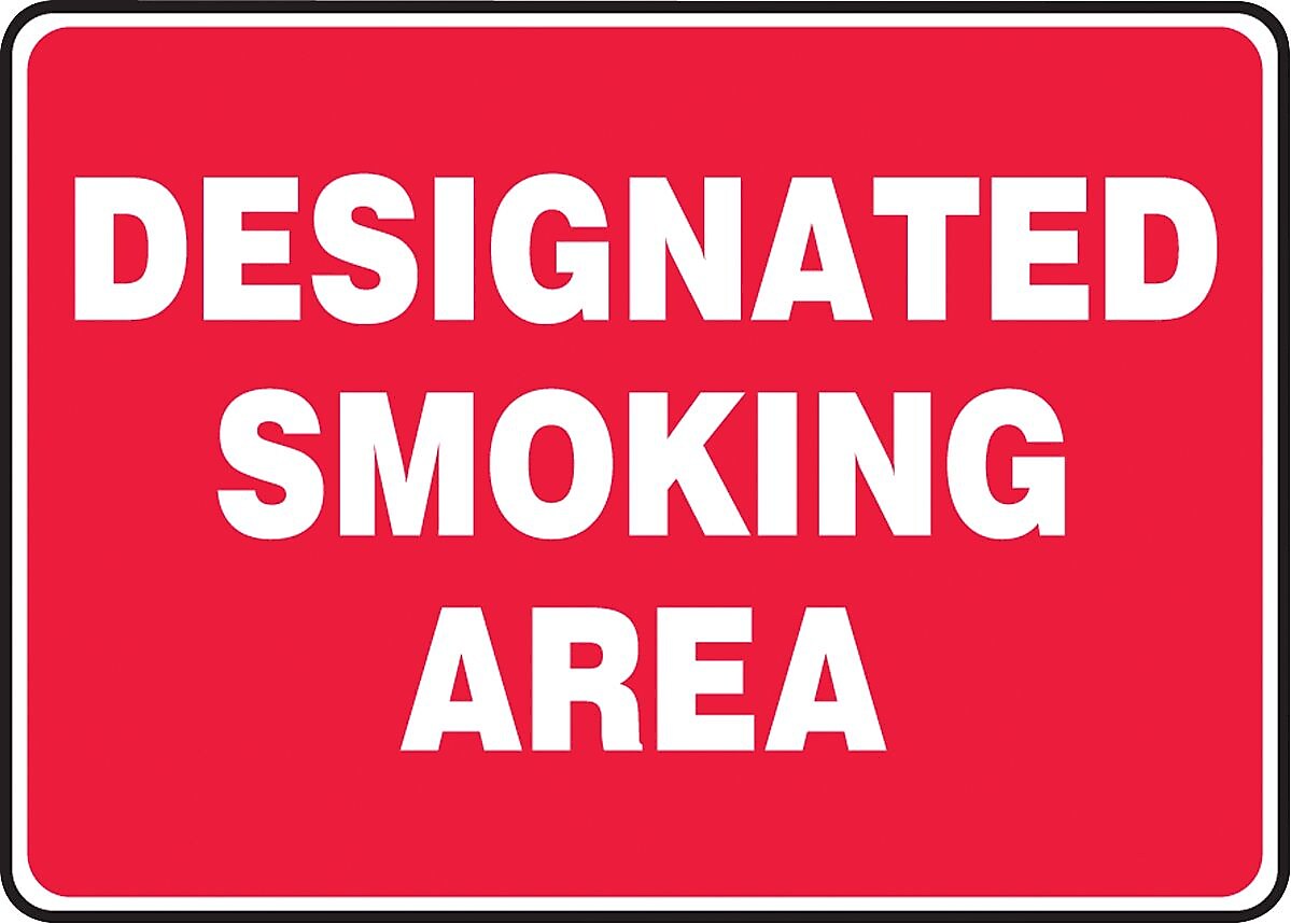 Accuform Safety Sign, Designated Smoking Area, 7" X 10", Adhesive Vinyl (MSMK404VS)
