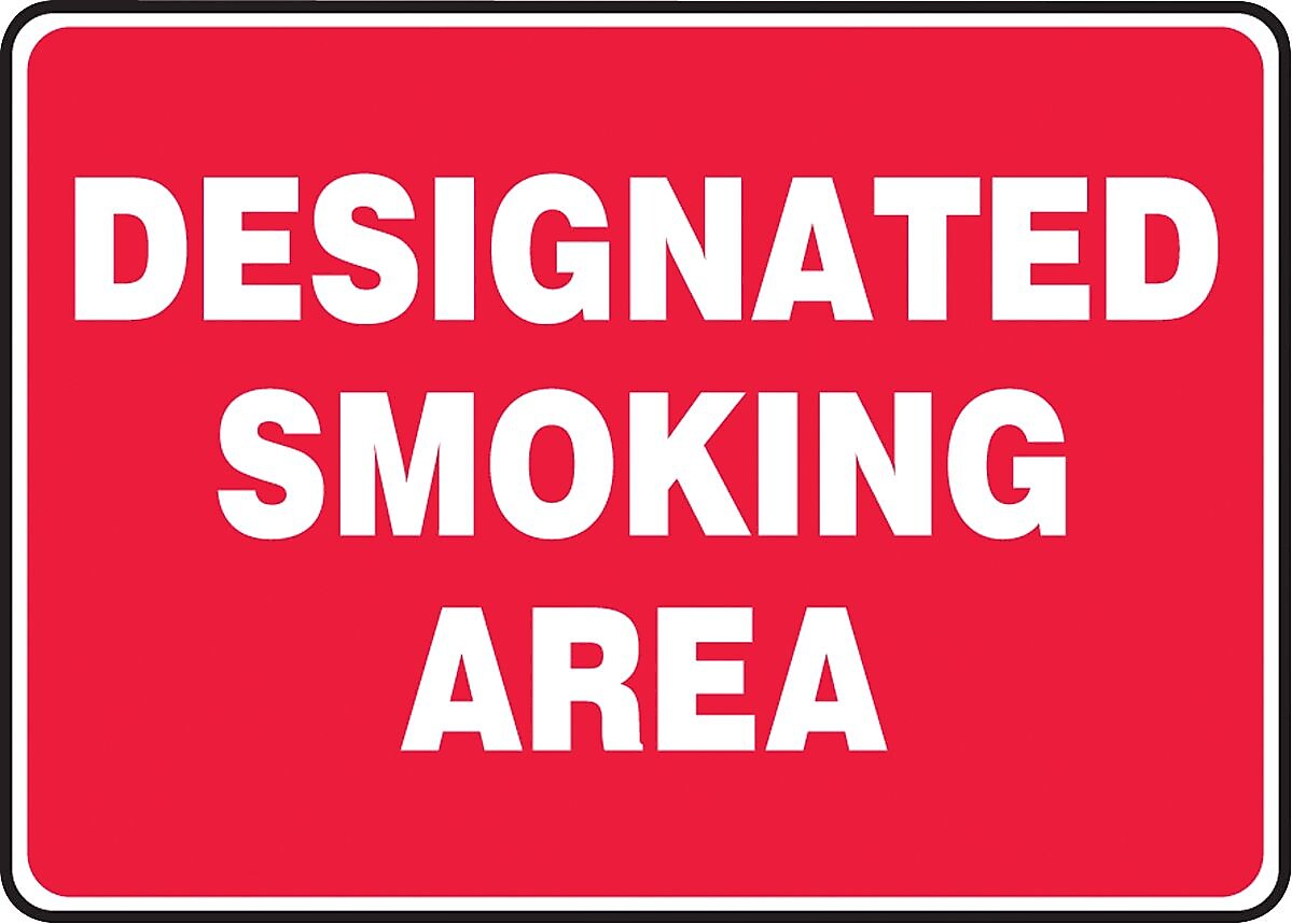 Accuform Signs® Safety Sign, Designated Smoking Area, 10" X 14", Adhesive Vinyl, Ea