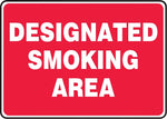 Accuform Signs® Safety Sign, Designated Smoking Area, 10" X 14", Adhesive Vinyl, Ea