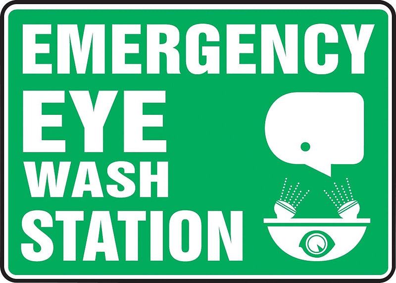 Accuform Safety Sign, Emergency Eye Wash Station, 10" X 14", Adhesive Vinyl (MFSD544VS)
