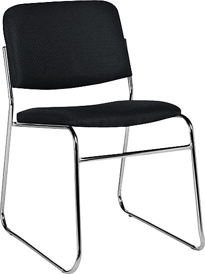 Offices To Go Armless Fabric Stack Chair, Black, 2/CT (OTG11697-QL10)
