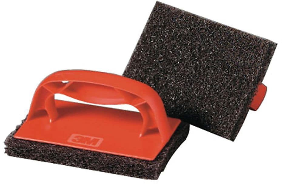 Scotch-Brick® Brittle Scrubber, Red/Black, 4 Pack, 3/Case