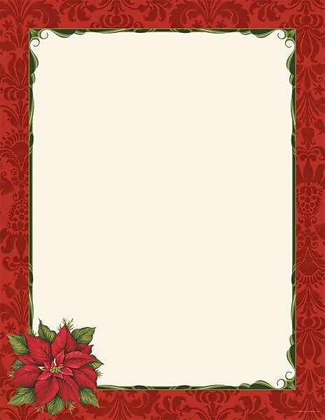 Great Papers® Holiday Stationery Poinsettia Damask, 80/Count (2011870)