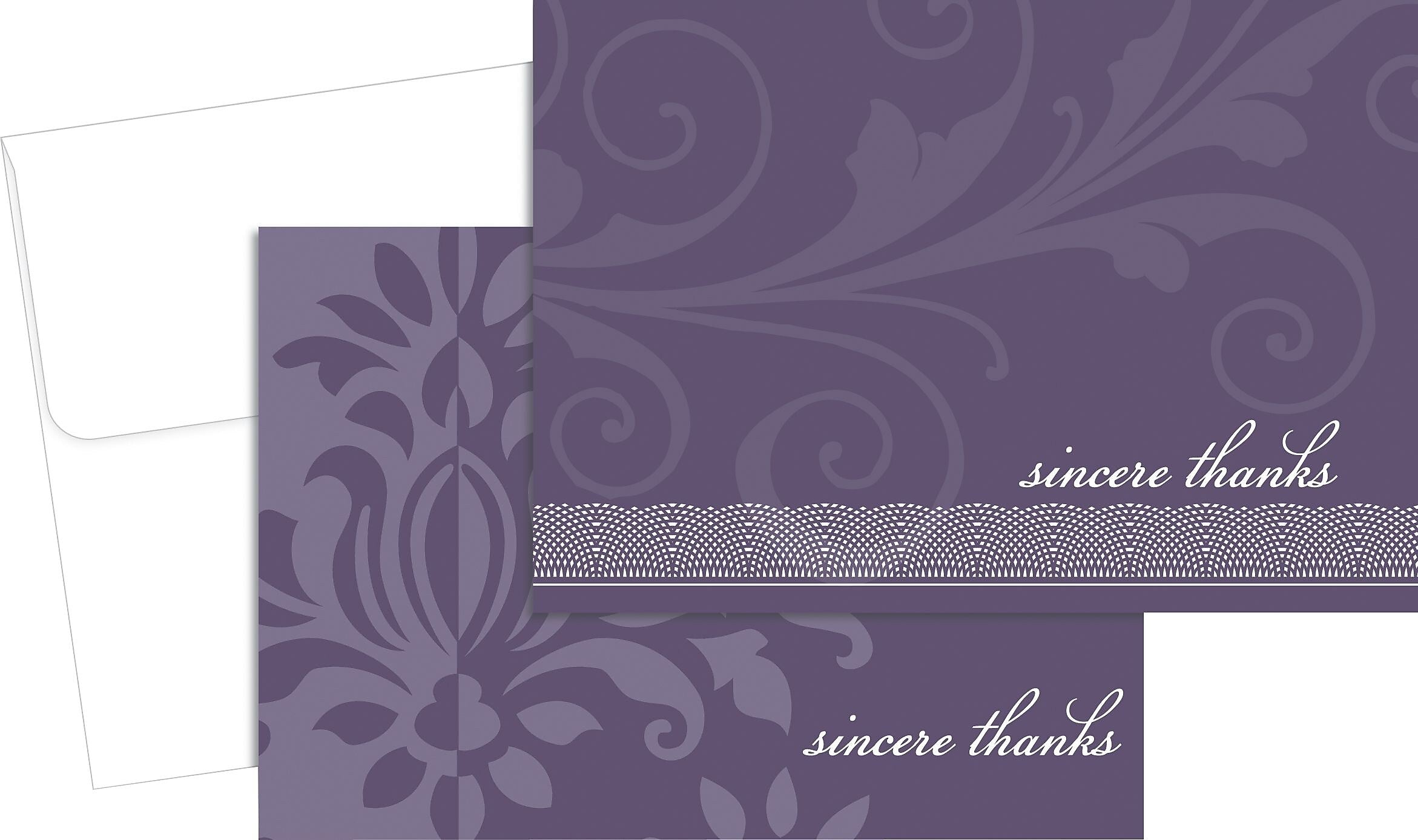 Great Papers Amethyst Flourish Matte Personal Thank You Notecards, Purple, 24/Pack (2013273)