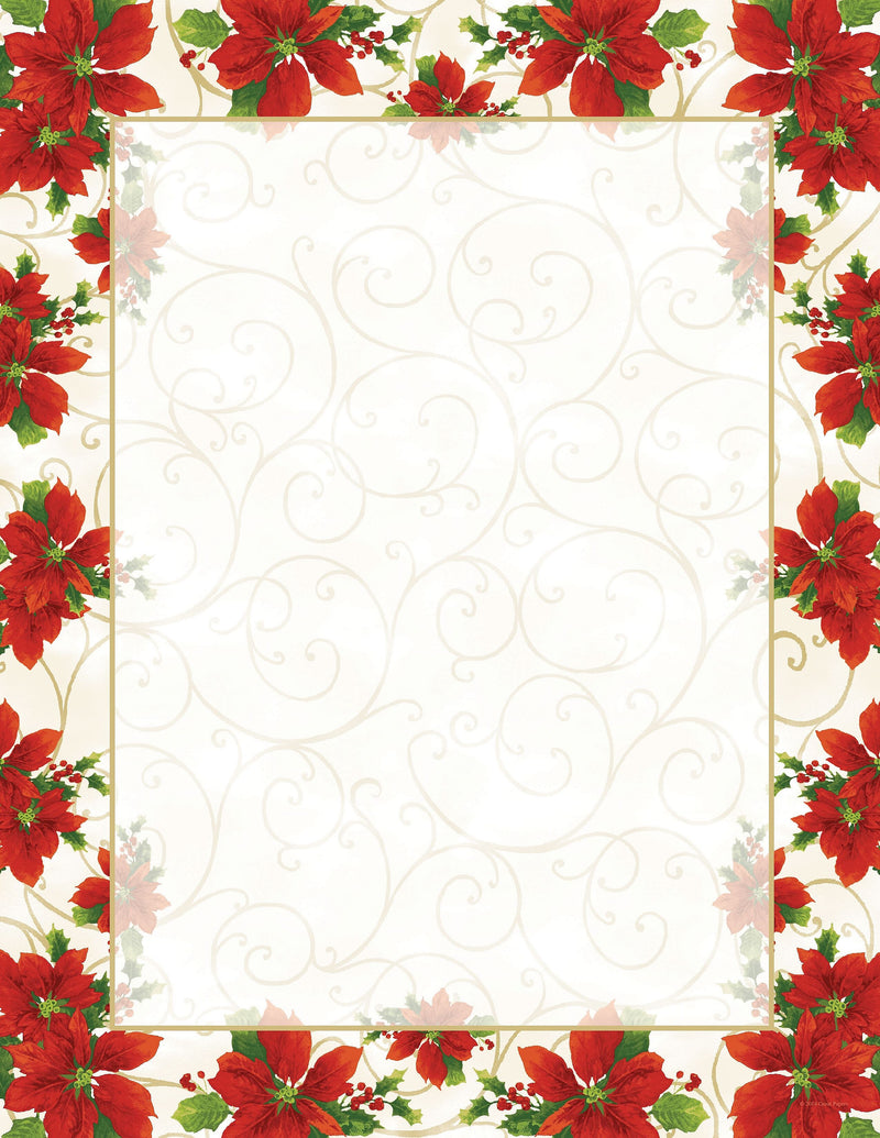 Great Papers! Holiday Stationery Poinsettia Swirl Letterhead, 80/Count (2014076)