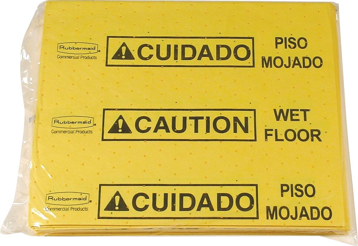Rubbermaid Over-The-Spill 17.40"L  x 14.90"W Yellow Medium Absorbent Pad, 25/Pack (FG425300YEL)