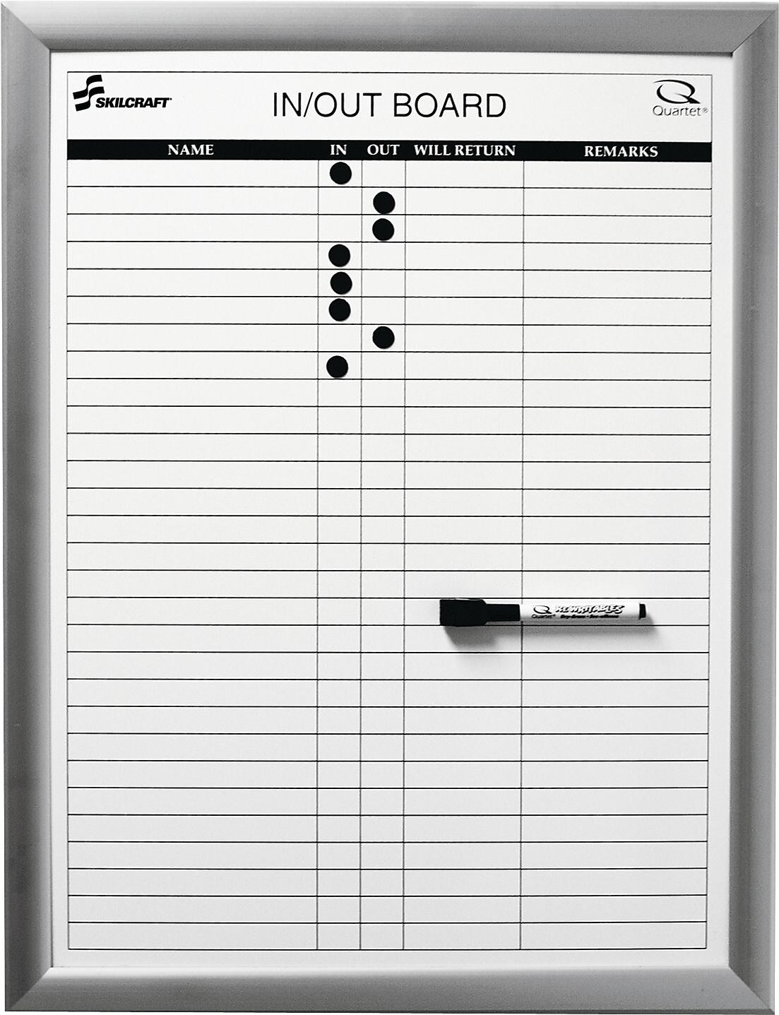 AbilityOne SKILCRAFT In/Out Board, 18" x 24", 29 Person Board
