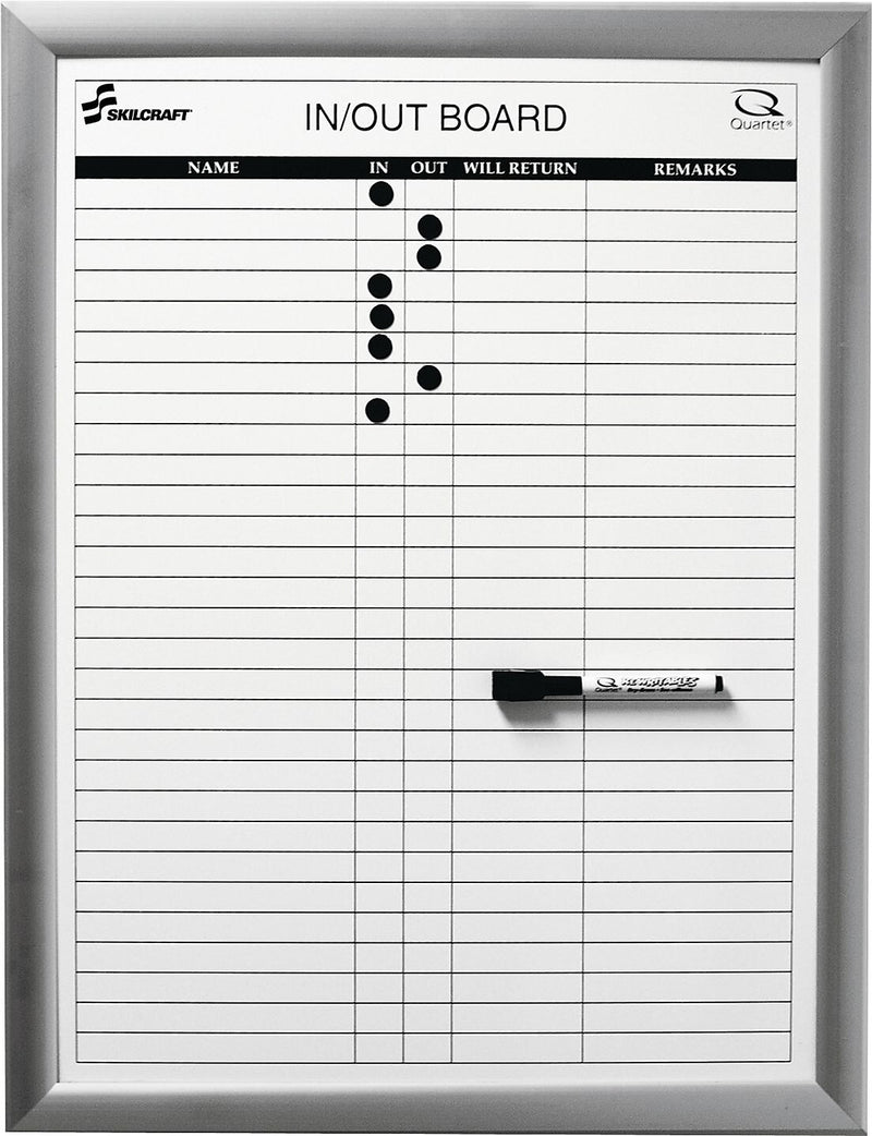 AbilityOne SKILCRAFT In/Out Board, 18" x 24", 29 Person Board