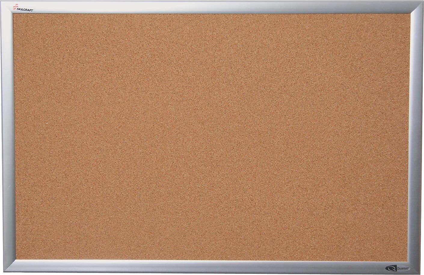 AbilityOne Cork Board, 24 x 18, Anodized Aluminum Frame (7195014840007)