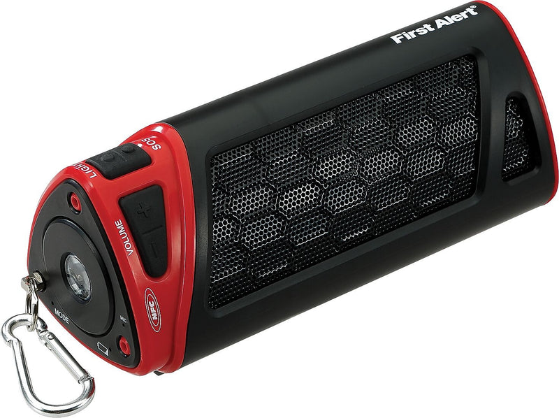 First Alert Portable Outdoor Bluetooth Speaker, Black/Red (SFA900)