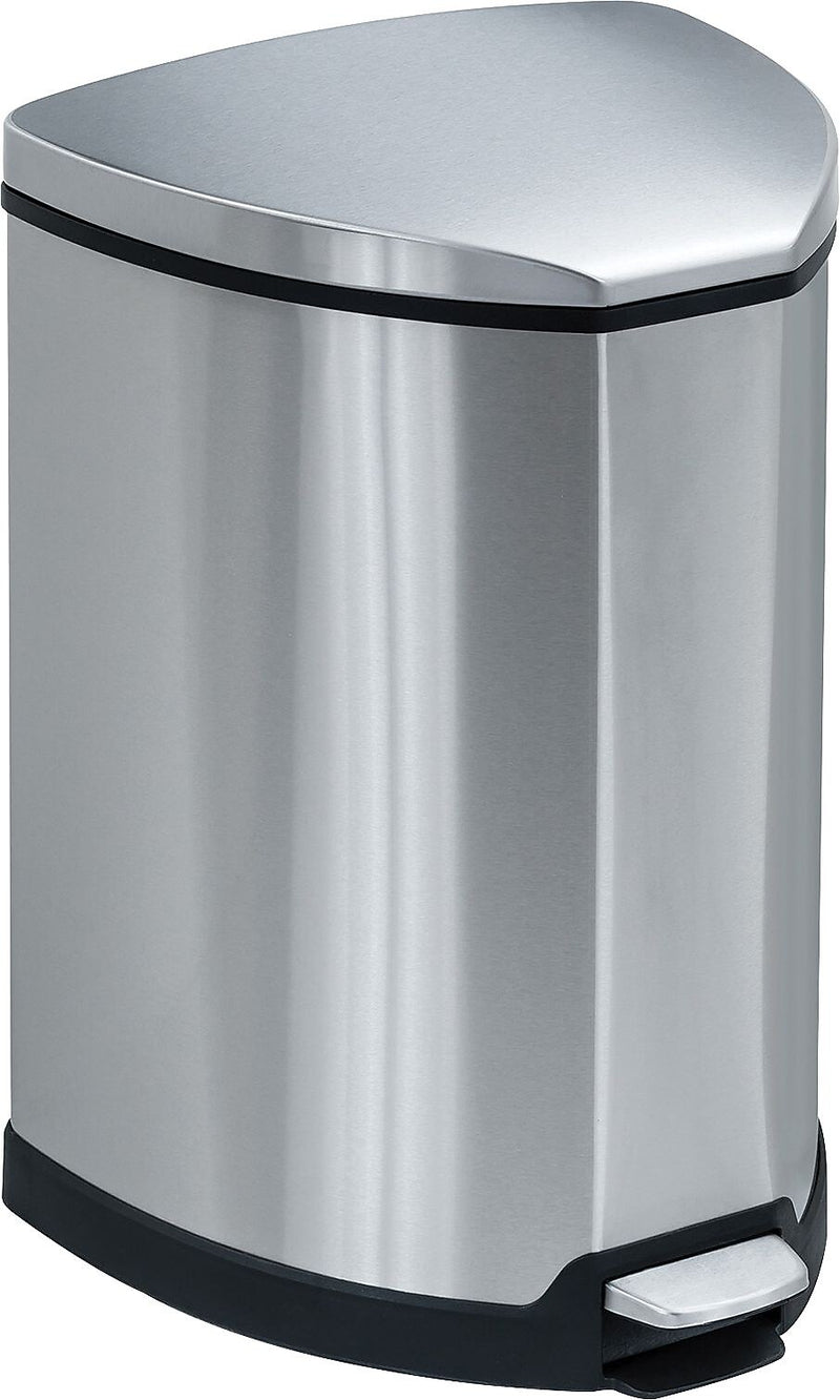 Safco Stainless Steel Step Trash Can, 4 Gallon, Black (9685SS)