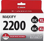 Canon 2200 XL, Black High Yield Ink Cartridge, 2/Pack (9255B006)