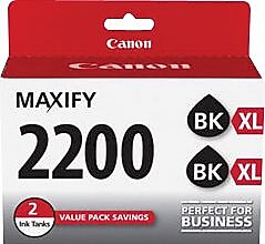 Canon 2200 XL, Black High Yield Ink Cartridge, 2/Pack (9255B006)