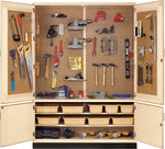 Diversified Woodcrafts Pegboard Tool Storage Cabinet with Holders, 3-Shelf, Maple, 84"H x 60"W x 22"D
