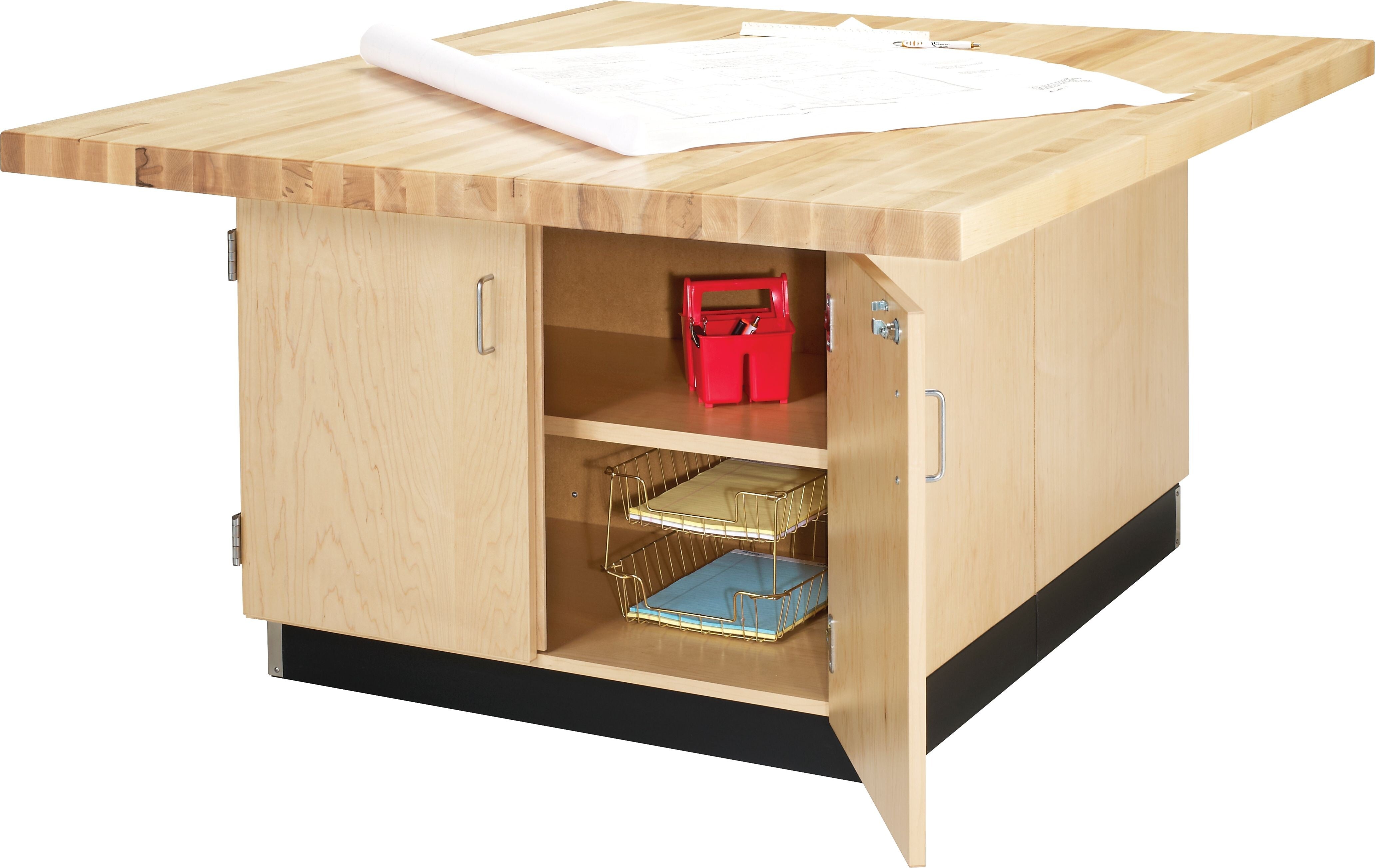 Diversified Woodcrafts 4-Station Workbench with 4 Vises, Maple, 32"H x 64"W x 54"D
