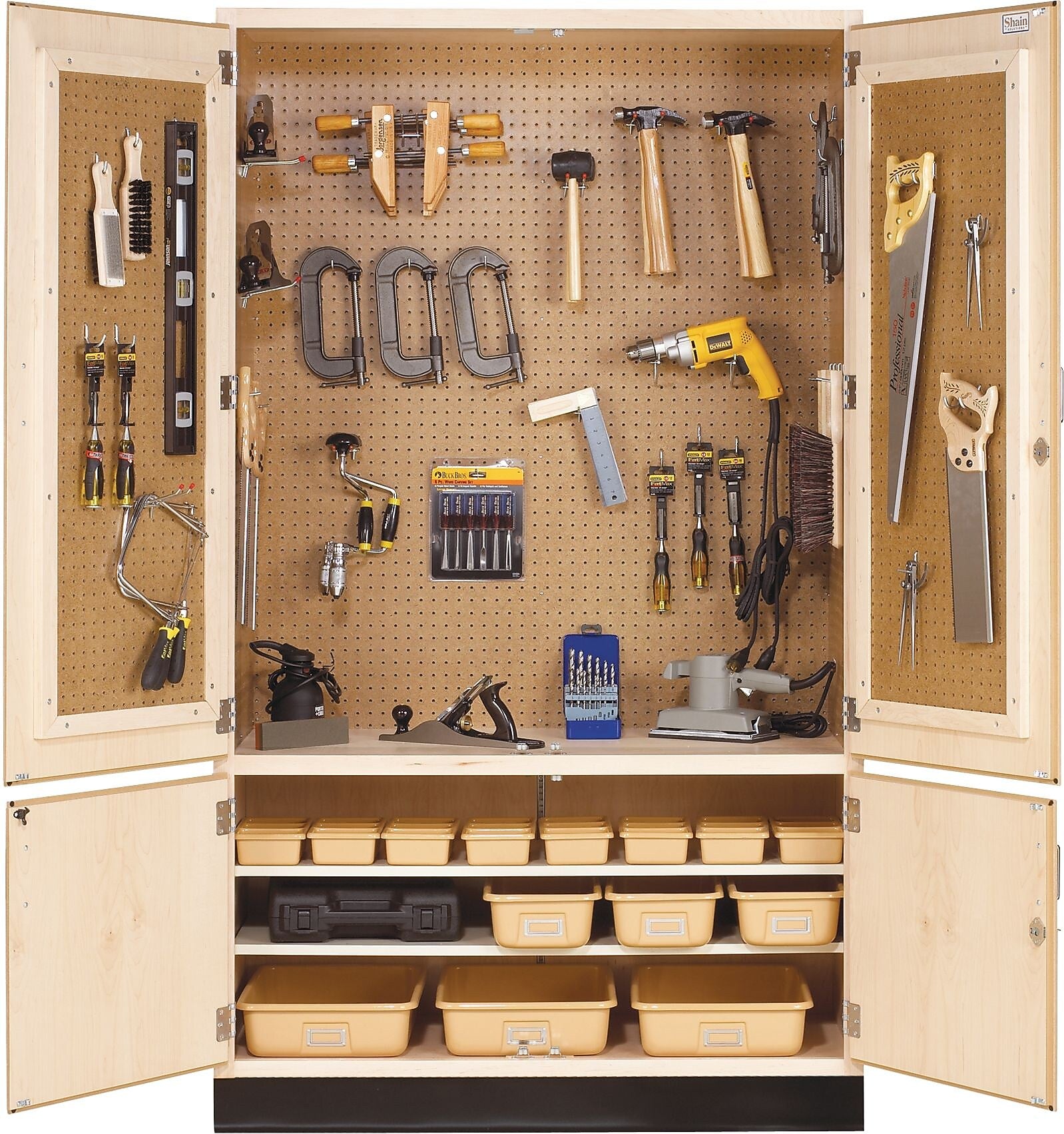 Diversified Woodcrafts 48" Woodworking Tool Storage Cabinet, 3-Shelf, Maple, 84"H x 48"W x 22"D
