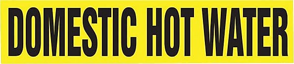 Accuform Signs® DOMESTIC HOT WATER Snap Tite Stock Pipe Marker For 2¼" - 3"Dia. Pipe, Black/Yellow