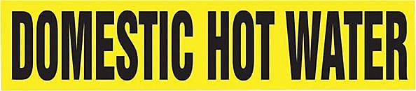 Accuform DOMESTIC HOT WATER Self Stick Stock Pipe Marker For 3/4"-1¼"Dia. Pipe, Black/Yellow (RPK277SSA)