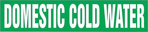 Accuform Signs® DOMESTIC COLD WATER Snap Tite Stock Pipe Marker For 2¼" - 3"Dia. Pipe, White/Green