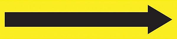 Accuform Signs Long Arrow Symbol Self Stick Stock Pipe Marker For 3/4" - 1 1/4"Dia. Pipe, Black/Yellow