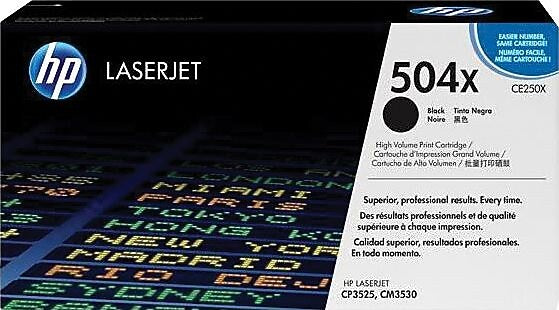 HP 504X Black High Yield Toner Cartridge, Prints Up to 1,800 pages (CE250X)