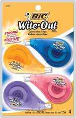 BIC Wite-Out EZ Correct Correction Tape, White, 18/Pack, 4 Packs/Carton (50589-CT)