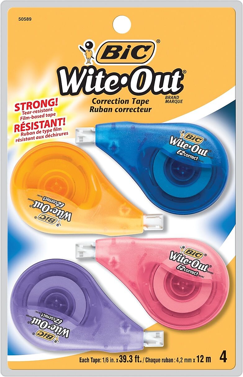 BIC Wite-Out EZ Correct Correction Tape, White, 18/Pack, 4 Packs/Carton (50589-CT)