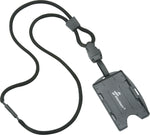 AbilityOne SKILCRAFT Dual Sided ID Holder Lanyard, Vertical, Horizontal, Plastic, Clear, Black