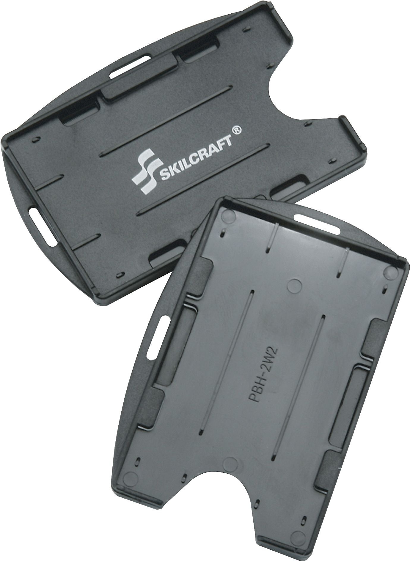 AbilityOne SKILCRAFT Dual Sided ID Holder, Vertical, Horizontal, Plastic, Clear, Black