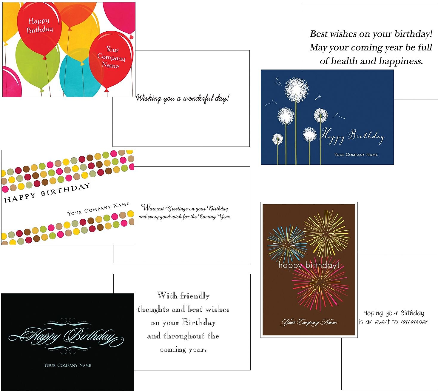 "Birthday" Pre-Versed Assorted Pack w/ Fastick® Envelopes, 50/PK