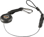 Ergodyne Squids Retractable Single Carabiner, 2 lb. Capacity, Black/Silver (19301)