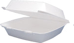 Dart® Foam Carryout Hinged Food Container, 1 Comp, 3"(H) x 9 1/4"(W) x 9 1/2"(D), White