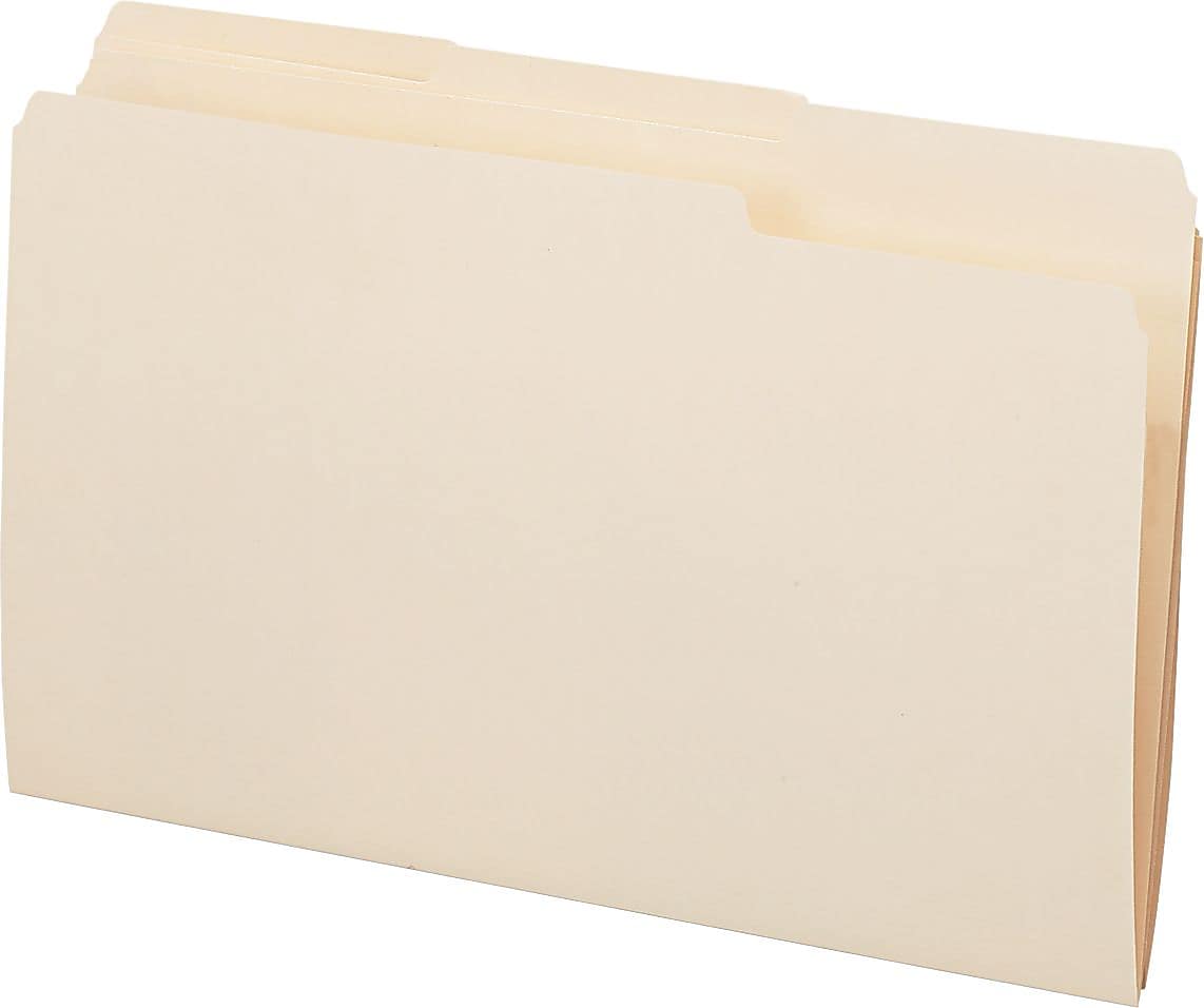 Pendaflex Recycled File Folder, 1/3-Cut Tab, Assorted, Legal Size, Manila, 100/Box (753 1/3)