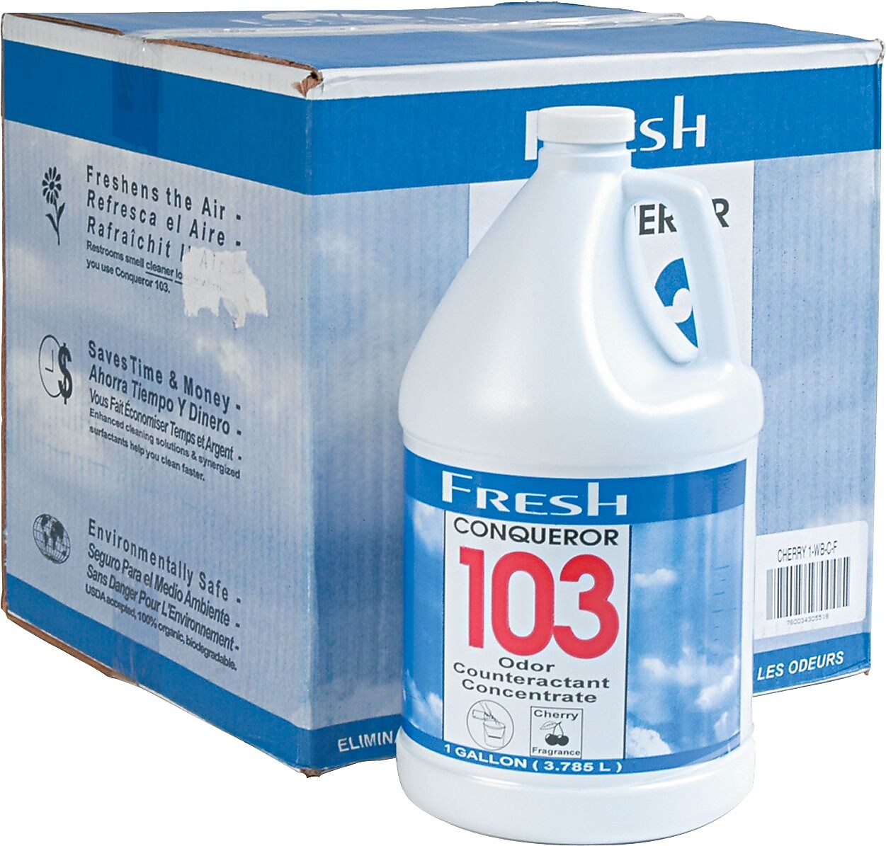 Fresh Products Conqueror 103 Odor Counteractant Concentrate, Cherry, 1 gal, 4/Case (103GF20)